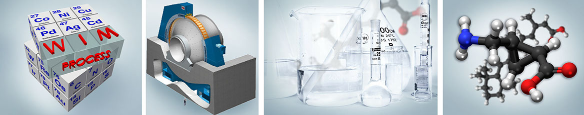 Wim Process logo, Molino, laboratorio, Moleculas